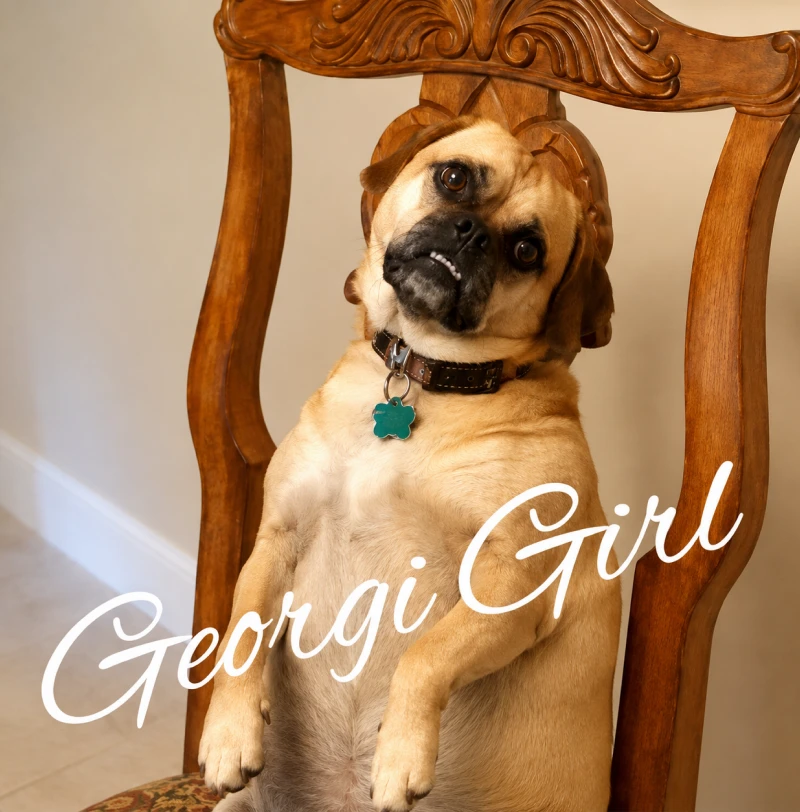 Dog sitting on wooden chair