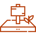 Plant icon with sign on black background.